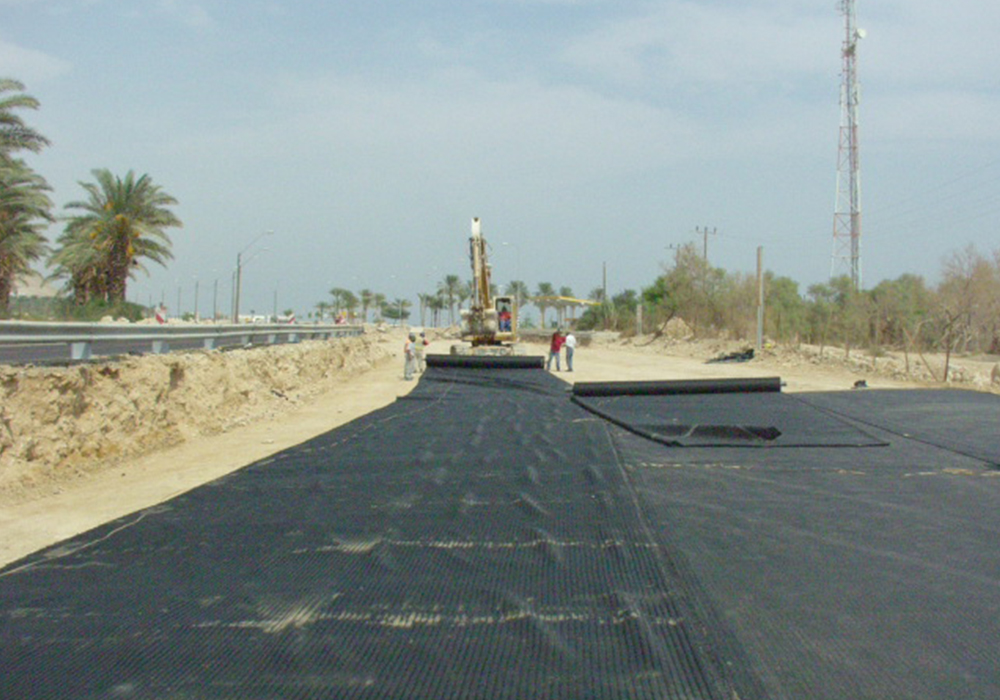 Bridging over sinkholes by Geogrids and Geotextiles